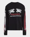 Represent Long Sleeve Crew Neck Graphic Text T-shirt In Black