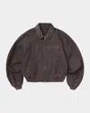 Represent Roscoe Logo Detail Cotton Canvas Bomber Jacket In Brown