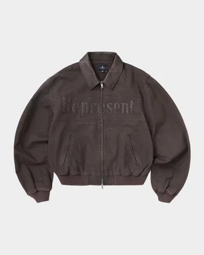 REPRESENT MEN & APOS;S ROSCOE CANVAS BOMBER JACKET WITH FAUX LEATHER TRIM