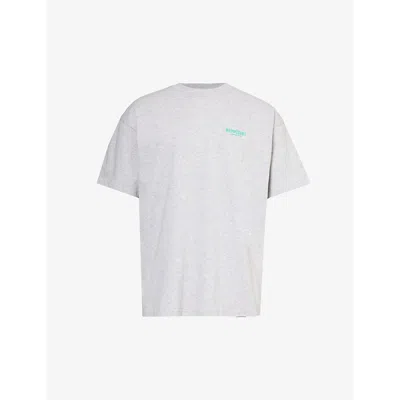 Represent Mens Ash Grey Marl Owners' Club Slogan-print Cotton-jersey T-shirt