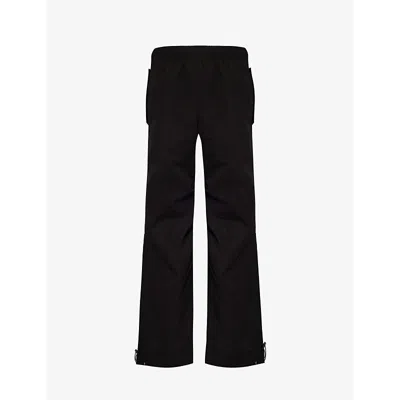 Represent Mens Black Brand-embroidered Wide-leg Cotton-blend Trousers