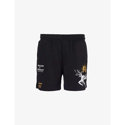 Represent Mens Black Icarus Brand-print Woven Shorts