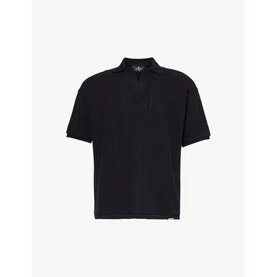 Represent Mens Black Short-sleeved Relaxed-fit Cotton Knitted Polo Shirt