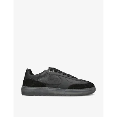 REPRESENT REPRESENT MEN'S BLACK VIRTUS LEATHER AND SUEDE LOW-TOP TRAINERS