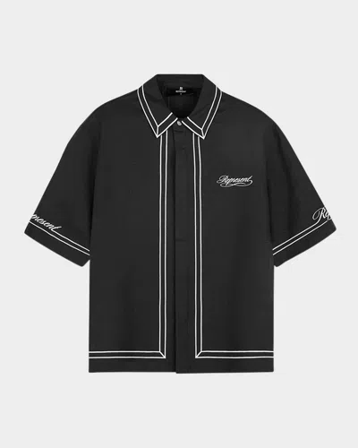 REPRESENT MEN'S BORDER COTTON SHORT-SLEEVE SHIRT
