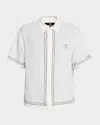 Represent Men's Border Embroidered Initial Logo Short-sleeve Shirt In White