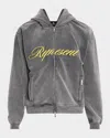Represent Mens Script Logo Zip-up Cotton Hoody Vintage Grey In Gray