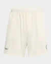 Represent Crest Relaxed Fit Logo Embroidered Shorts In Antique White