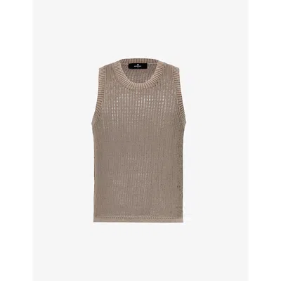 Represent Mens Dawn Sleeveless Open-knit Cotton Knitted Vest