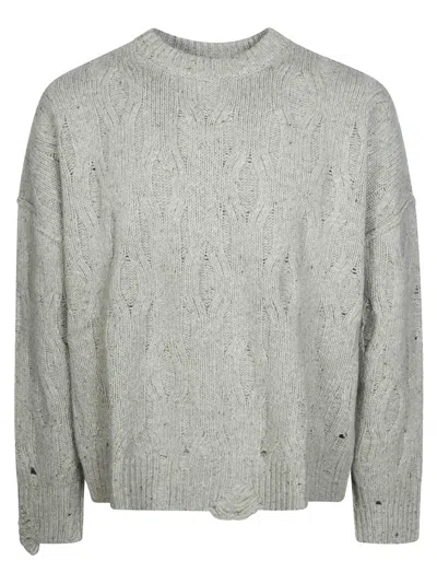 Represent Men's Distressed Knit Sweater In Beige