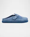 Represent Men's Initial Buckle Suede Mules In Blue