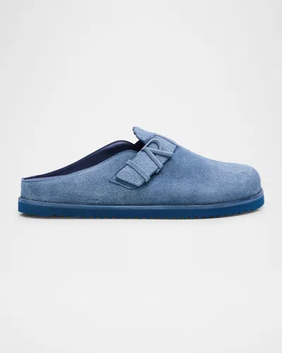 Represent Men's Initial Buckle Suede Mules In Blue