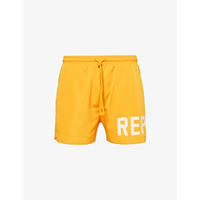 Represent Mens Mango Brand-print Regular-fit Swim Shorts
