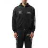 Represent X Metallica Local Crew Zip-up Hooded Sweatshirt In Stained Black