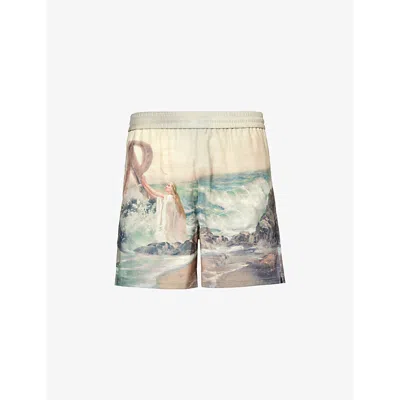 Represent Mens Multi Higher Truth Graphic-print Stretch-woven Shorts In Yellow