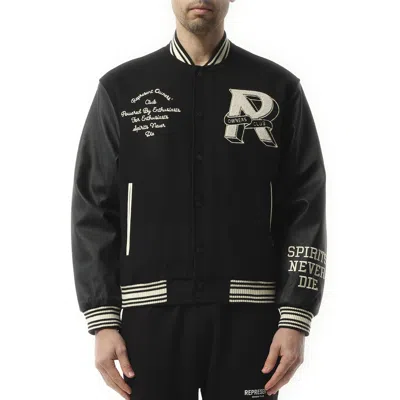 Represent Men's Owners Club Varsity Bomber Jacket In Black