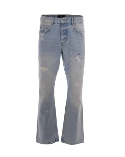 Represent Men's Paint-splatter Flared Jeans In Coastal Blue
