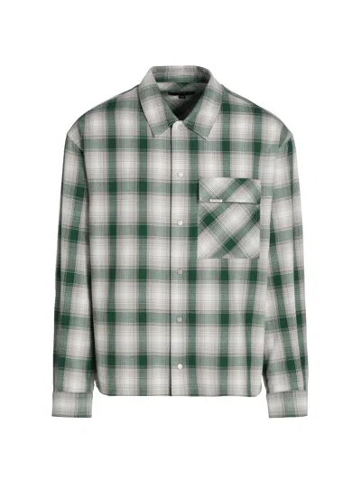 Represent Men's Plaid Waffle Cotton Flannel Shirt In Green