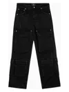 Represent R3ca Black Denim Cargo Trousers In Black