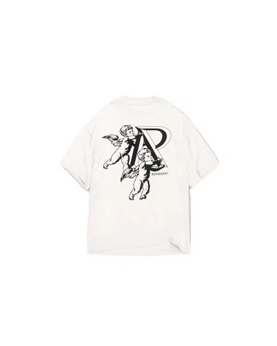 Pre-owned Represent Men's  Cherub Initial T-shirt In Shirt Flat White