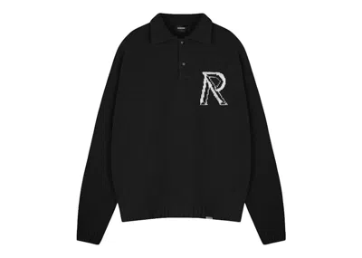 Pre-owned Represent Men's  Initial Boucle Polo Shirt In Jet Black