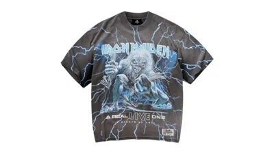 Pre-owned Represent Men's  Iron Maiden A Real Live One T-shirt In Sunfade Grey In Gray