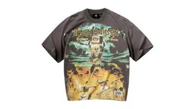 Pre-owned Represent Men's  Iron Maiden Holy Smoke T-shirt In Sunfade Grey In Gray