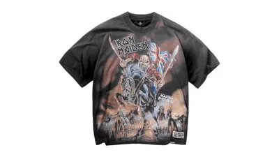Pre-owned Represent Men's  Iron Maiden Steed T-shirt In Stained Black
