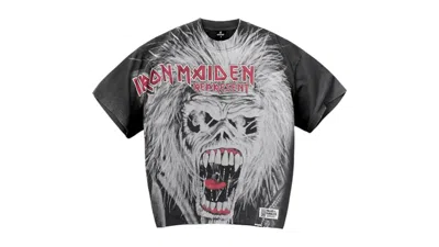 Pre-owned Represent Men's  Iron Maiden X British Metal T-shirt In Stained Black