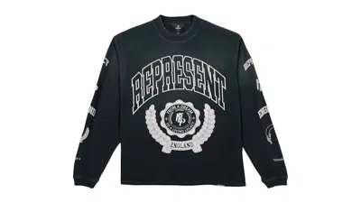 Pre-owned Represent Men's  Mlm100371  Legacy Crest Long Sleeve Tee Shirt In Black