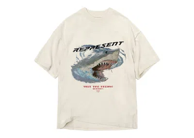Pre-owned Represent Men's  Only The Strong Survive Shark T-shirt In Vintage White