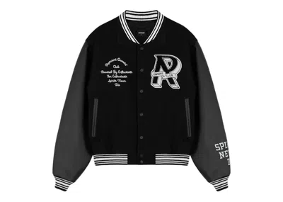 Pre-owned Represent Men's  Owners Club Varsity Jacket In Black/white In Multi