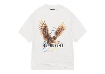Pre-owned Represent Men's  Racing Team Eagle T-shirt In Flat White