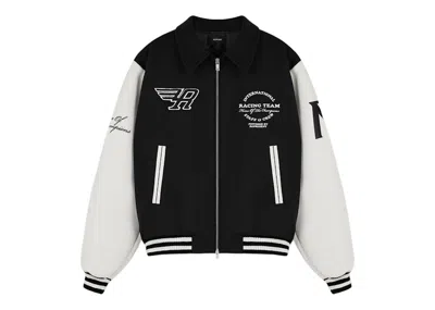 Pre-owned Represent Men's  Racing Team Varsity Jacket In Black/white In Multi