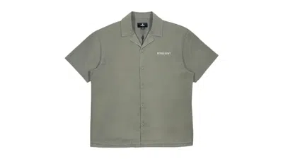 Pre-owned Represent Men's  Script Camp Collar Shirt In Mid Khaki