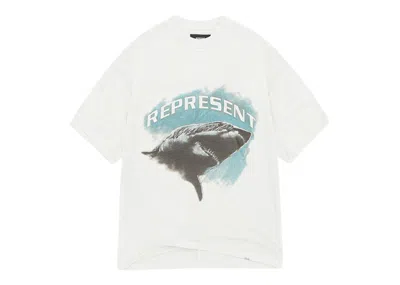 Pre-owned Represent Men's  Shark T-shirt In Flat White