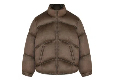Pre-owned Represent Men's  Washed Puffer Jacket In Brown