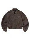 Represent Roscoe Logo Detail Cotton Canvas Bomber Jacket In Brown