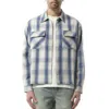 Represent Blue Shirt With Classic Collar And All-over Check Motif In Cotton Blend Man In Mid Blue