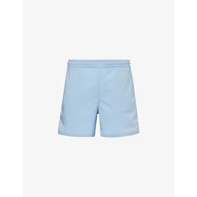 Represent Mens Sky Blue Brand-embroidered Regular-fit Cotton-blend Shorts