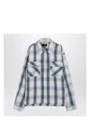 Represent Blue Shirt With Classic Collar And All-over Check Motif In Cotton Blend Man In Blue