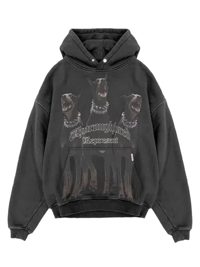 Represent Vintage Black Hoodie With Doberman Graphic And Classic Features In Multi