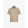 REPRESENT REPRESENT MEN'S WASHED TAUPE BRAND-EMBROIDERED BOXY-FIT COTTON SHIRT