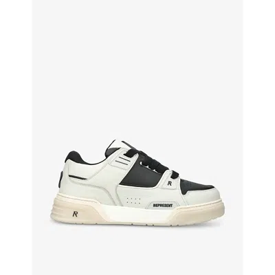 Represent Studio Panelled Leather Mid-top Trainers In White/blk