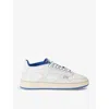 REPRESENT REPRESENT MEN'S WHITE/NAVY REPTOR CONTRAST-PANEL LEATHER LOW-TOP TRAINERS