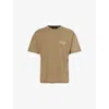 Represent Mens Aged Khaki England Legacy Embroidered-logo Short-sleeves Cotton T-shirt In Brown