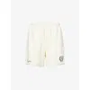 Represent Crest Relaxed Fit Logo Embroidered Shorts In Antique White