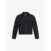 Represent Cropped Black Cotton Canvas Jacket With Zip Closure And Utility Pockets In Black