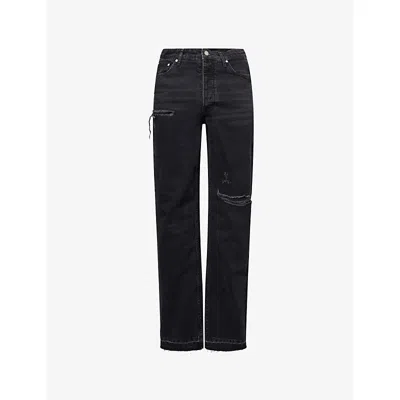 Represent Mens Black Heaton Distressed Denim Jeans