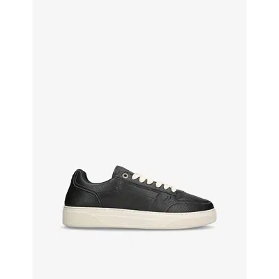 Represent Mens Black Initial Brand-embossed Leather Low-top Trainers